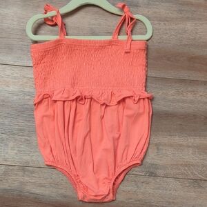 NWOT Larkspur Baby Bamboo Coral Ruffled Baby Bubble Romper, 4T